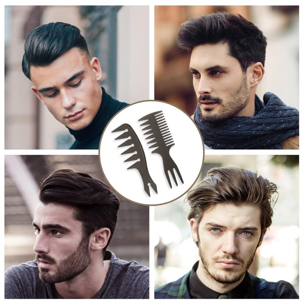 6-Pcs Wide Tooth Hair Comb Set, Professional Styling & Wet Pick Pompadour Comb, - Picture 7 of 7